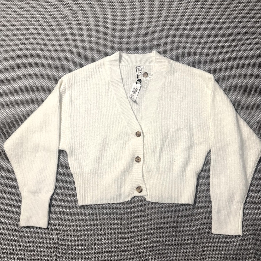 Garage White Button-Up Sweater